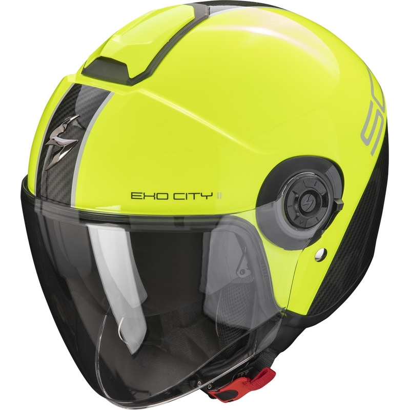 Otevřená přilba Scorpion EXO-CITY II Carbo fluo žluto-černá
