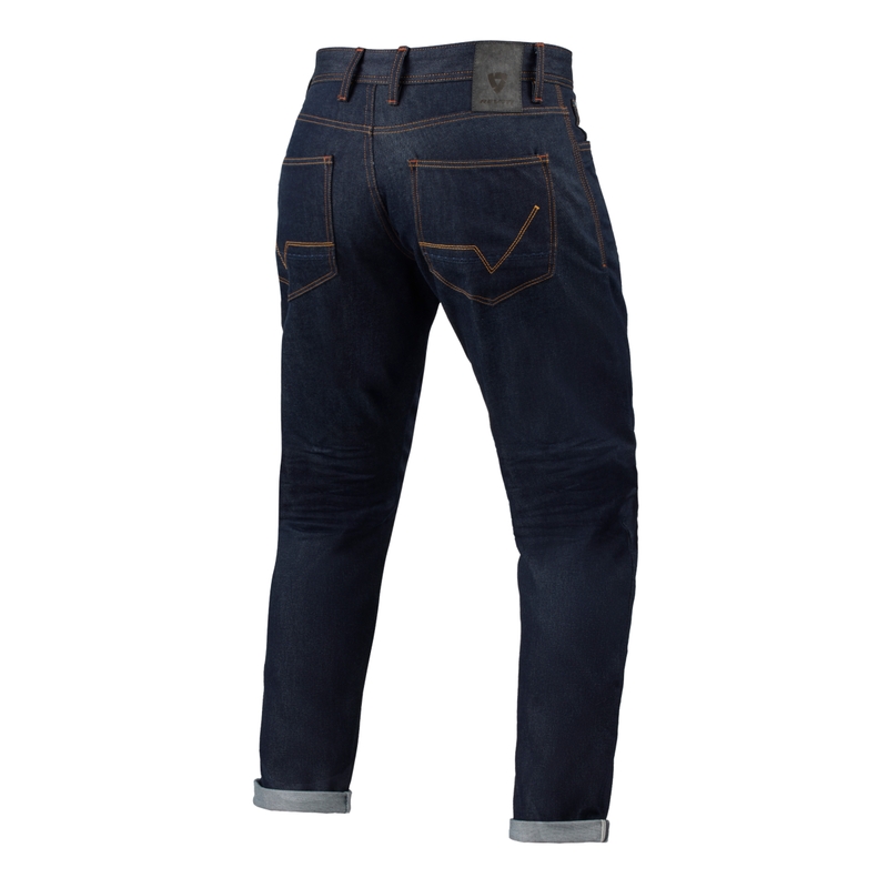 Prodloužené jeansy na motorku Revit Lewis Selvedge TF tmavě modré