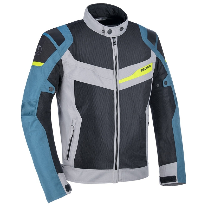 Bunda na motorku Oxford Dakar D2D Air stříbrno-modro-fluo žlutá
