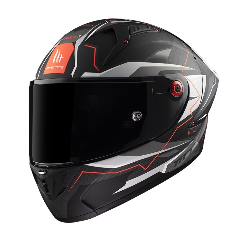 Integrální přilba na motorku MT KRE+ Carbon Kraker C5 červeno-šedo-černá