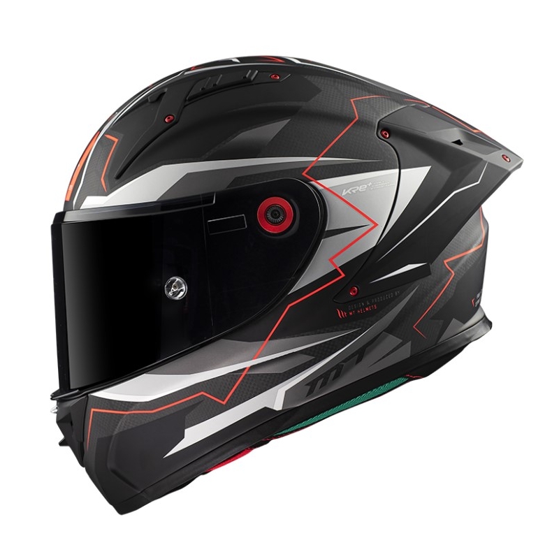 Integrální přilba na motorku MT KRE+ Carbon Kraker C5 červeno-šedo-černá