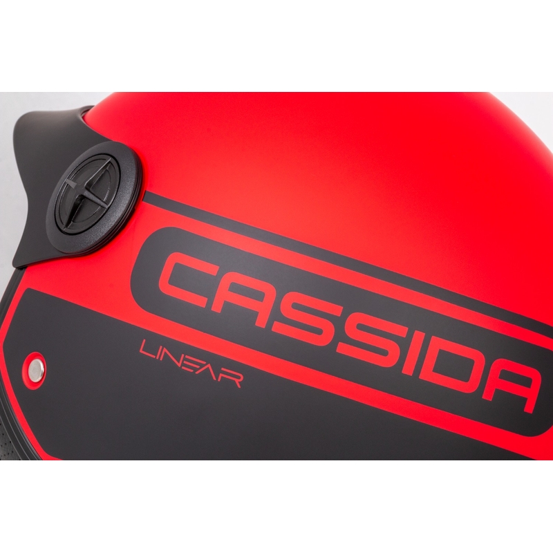 Otevřená přilba na motorku Cassida Handy Plus Linear červeno-černá