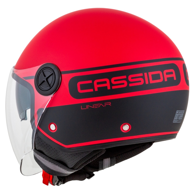 Otevřená přilba na motorku Cassida Handy Plus Linear červeno-černá