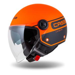 Otevřená přilba na motorku Cassida Handy Plus Linear oranžovo-černá