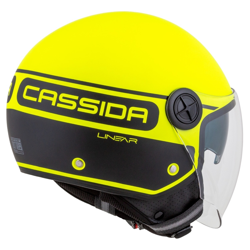 Otevřená přilba na motorku Cassida Handy Plus Linear fluo žluto-černá
