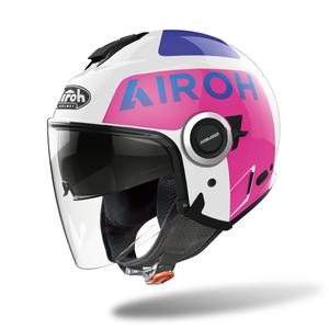 Otevřená přilba na motorku Airoh Helios Up 2022 bílo-modro-růžová