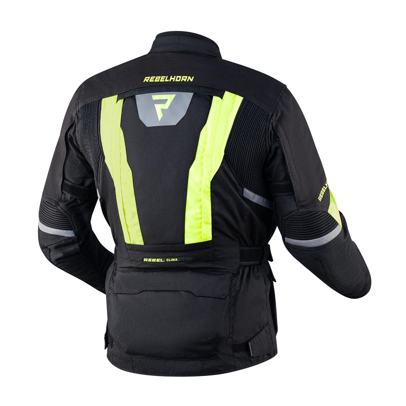 Bunda na motorku Rebelhorn Hardy II černo-fluo žlutá výprodej