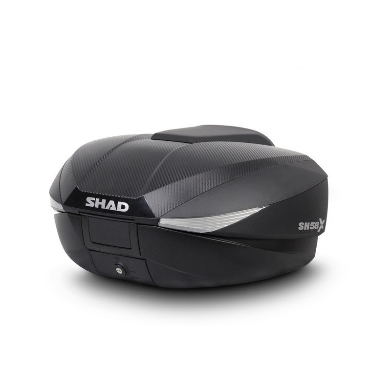 Vrchní kufr na motorku SHAD SH58X karbon se zámkem PREMIUM a opěrkou