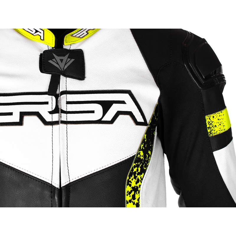 Kombinéza na motorku RSA Imola 2 černo-bílo-fluo žlutá