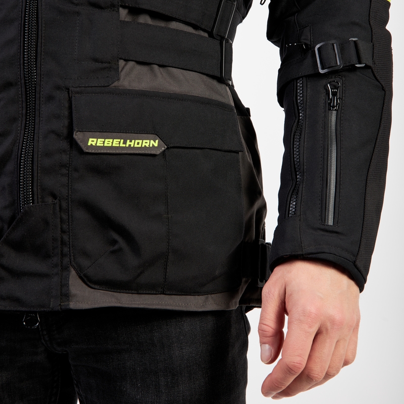 Bunda na motorku Rebelhorn Patrol černo-šedo-fluo žlutá