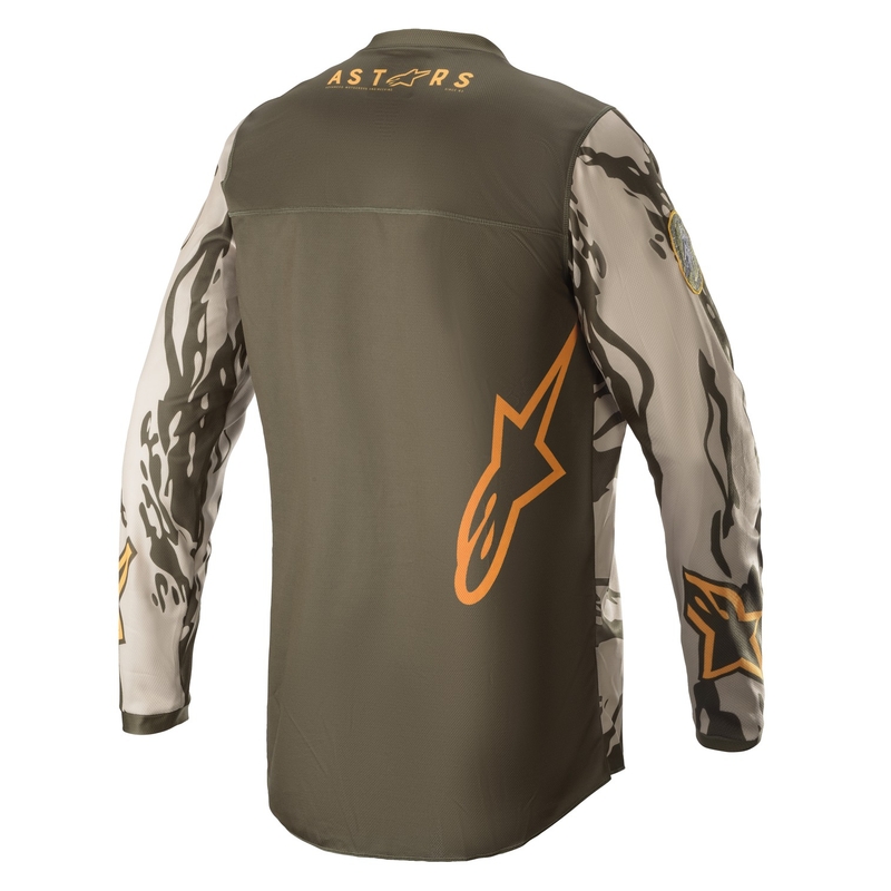 Dětský motokrosový dres Alpinestars Racer Tactical camo zeleno-béžovo-oranžový