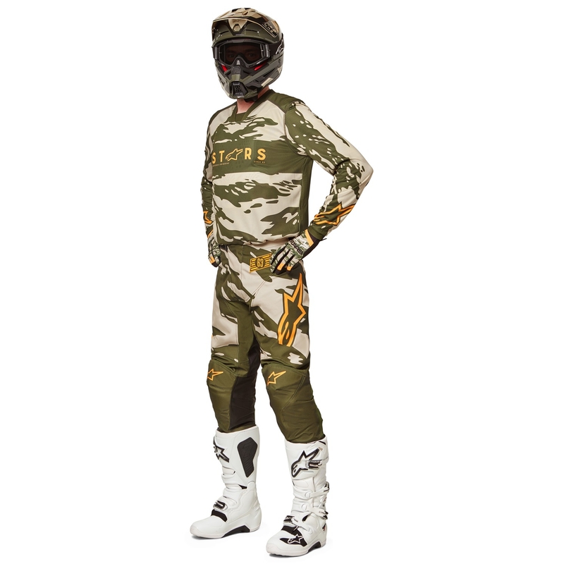 Dětský motokrosový dres Alpinestars Racer Tactical camo zeleno-béžovo-oranžový