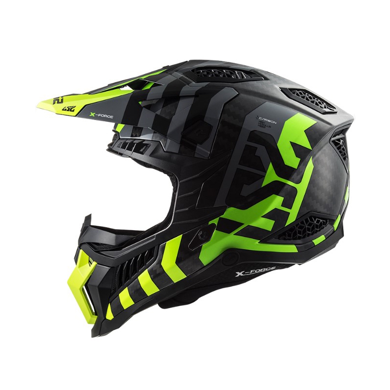 Motokrosová přilba LS2 MX703 C X-Force Barrier H-V černo-šedo-fluo žlutá