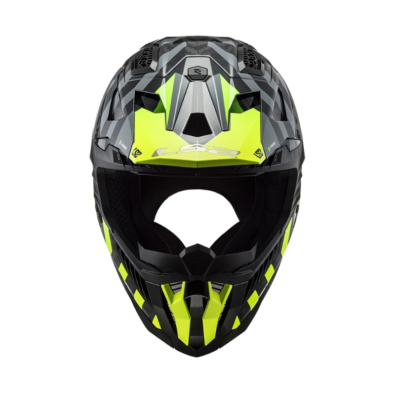 Motokrosová přilba LS2 MX703 C X-Force Barrier H-V černo-šedo-fluo žlutá