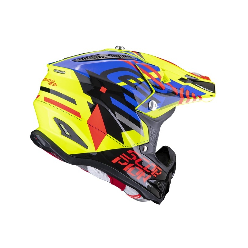 Motokrosová přilba Scorpion VX-22 Air Neox černo-červeno-modro-fluo žlutá