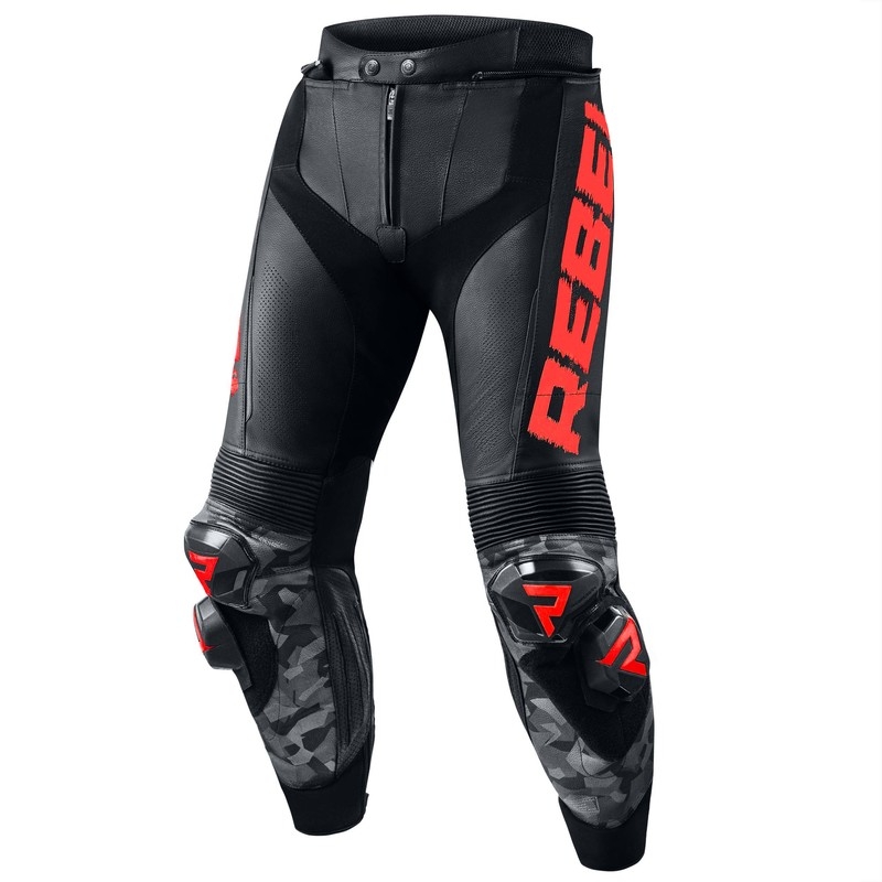 Kalhoty na motorku Rebelhorn Rebel černo-fluo červené výprodej Velikost: 46