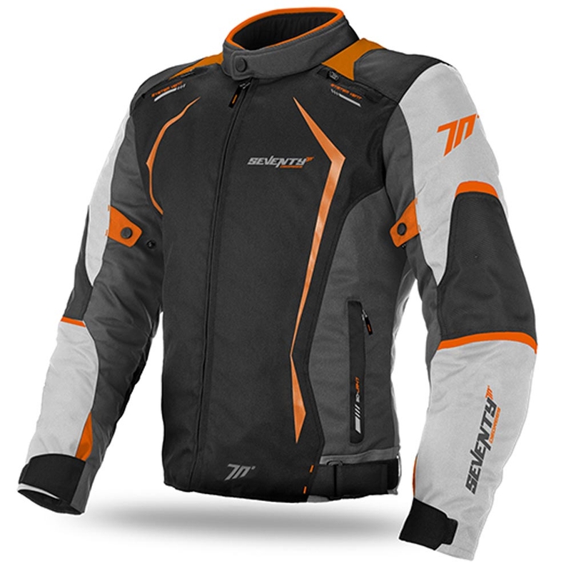 Bunda na motorku SEVENTY DEGREES SD-JR47 černo-šedo-oranžová