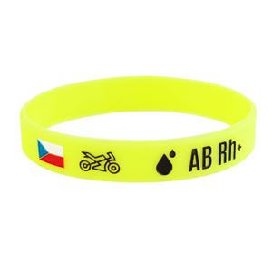 Silikonový moto náramek s krevní skupinou AB RH+
