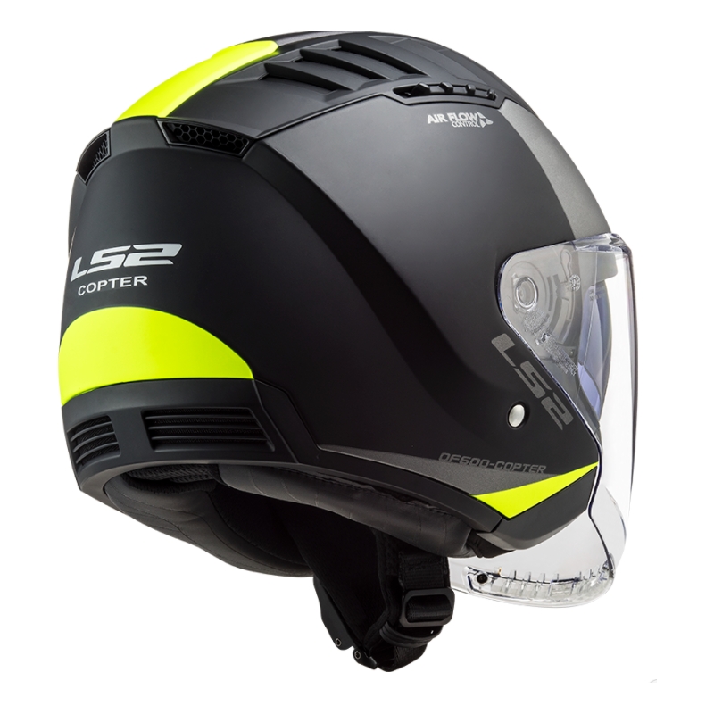 Otevřená přilba na motorku LS2 OF600 Copter II Urbane 06 černo-fluo žlutá