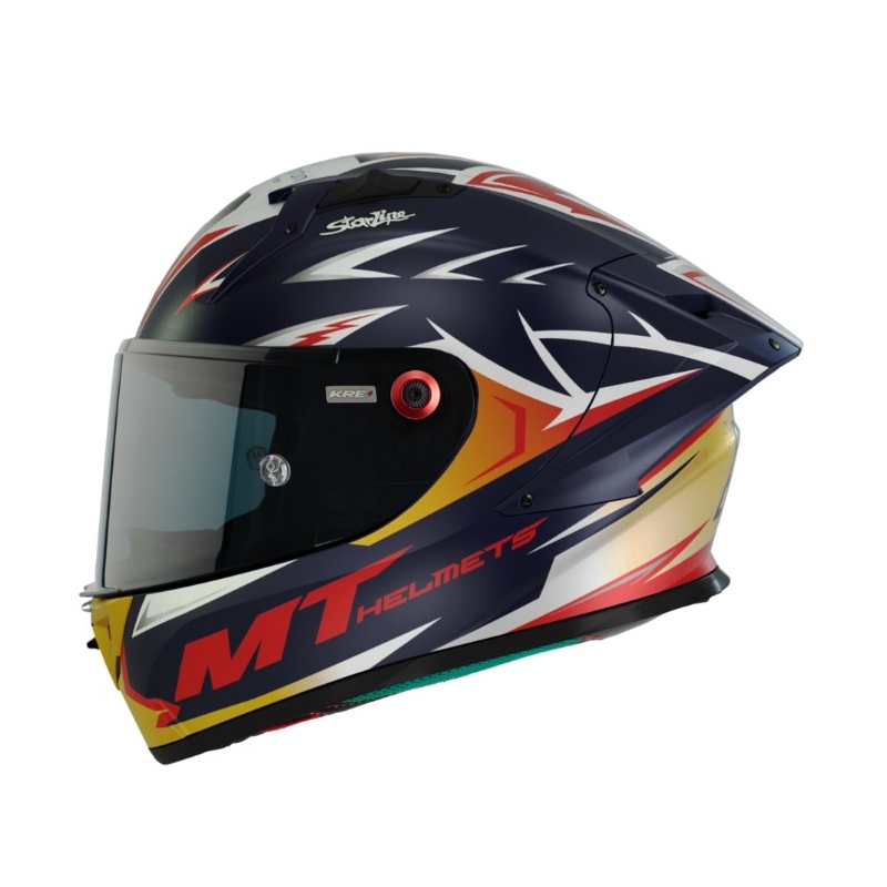 Integrální přilba na motorku MT FF103PLUSC KRE+ Carbon Acosta A37 modro-bílo-oranžová matná