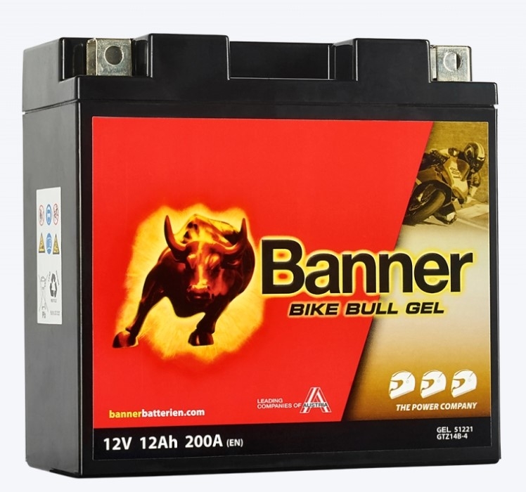 Gelová baterie Banner Bike Bull Gel 12V, YT14B-4, 12AH, 200A