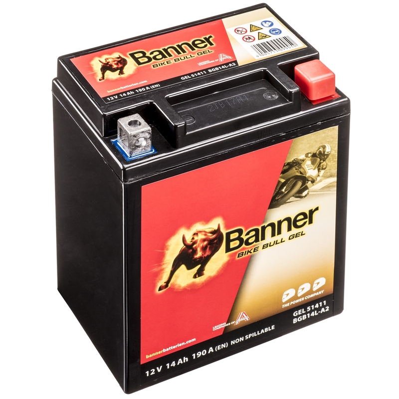 Gelová baterie Banner Bike Bull Gel 12V, YTX14AHL-BS/YB14L-A2, 14AH, 185A