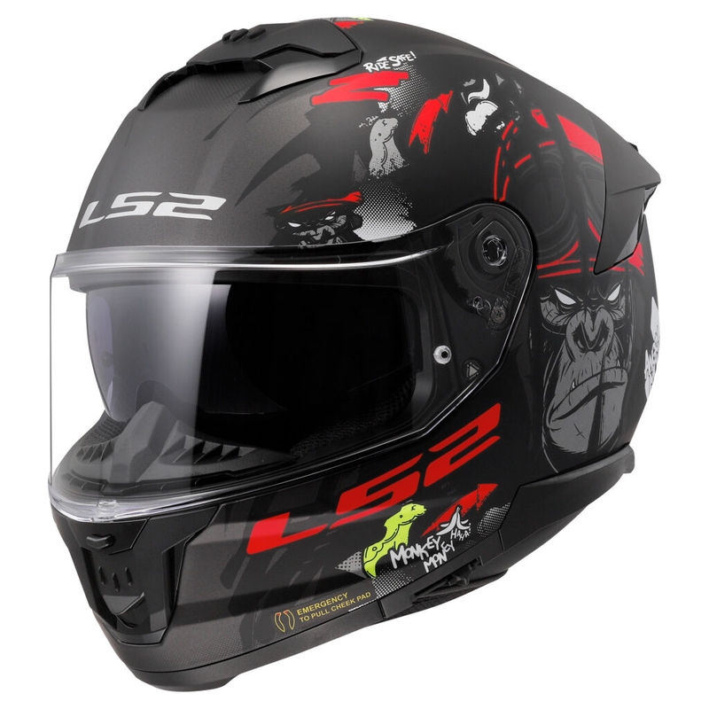 Integrální přilba na motorku LS2 FF808 Stream II Angry Monkey černo-červená