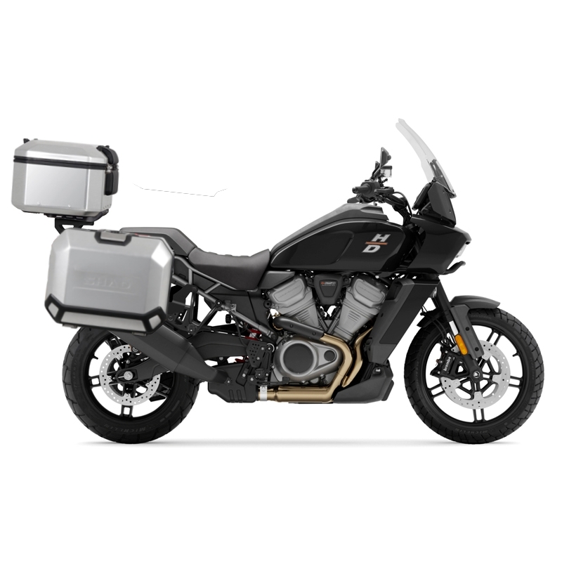 Kompletní sada hliníkových kufrů SHAD TERRA, 37L topcase   36L/47L boční kufry, včetně montážní sady a plotny SHAD Harley Davidson Pan America 1250
