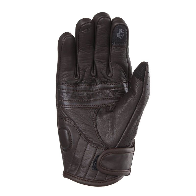 Rukavice na motorku Street Racer Striker 2 hnědé perforované