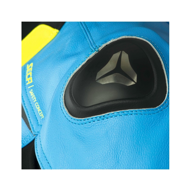 Kožená bunda na motorku SECA Hooligan modro-fluo žlutá výprodej