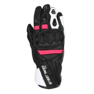 Dámské rukavice na motorku Street Racer STR černo-bílo-růžové