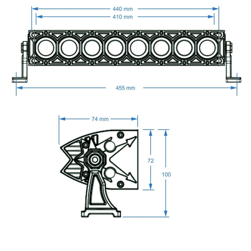 LED světelná rampa SHARK LED LIGHT BAR 17" WITH HALO RING, CREE LED, 80W