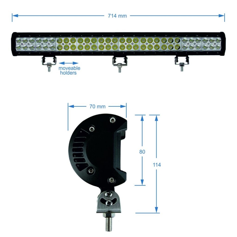 LED světelná rampa SHARK LED EPISTAR 60*3W 10800 LM 10-30V COMBO 28"
