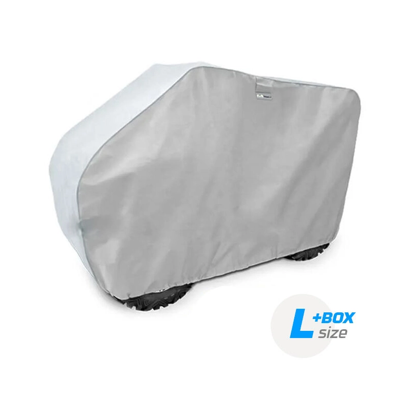 Plachta na dlouhé dvoumístné čtyřkolky ATV s boxem stříbrná L