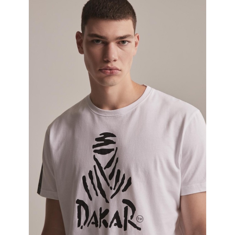 Triko DAKAR DKR Logo 123 bílé výprodej