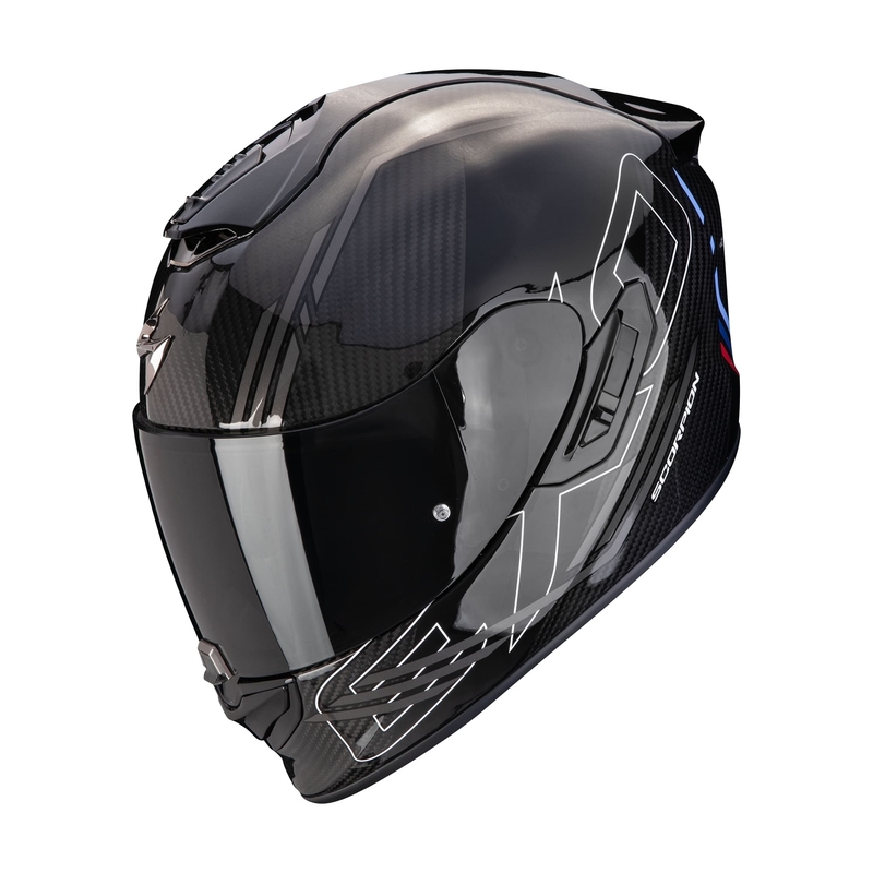 Integrální přilba na motorku Scorpion EXO-1400 EVO II CARBON AIR REIKA černo-stříbrno-modrá výprodej