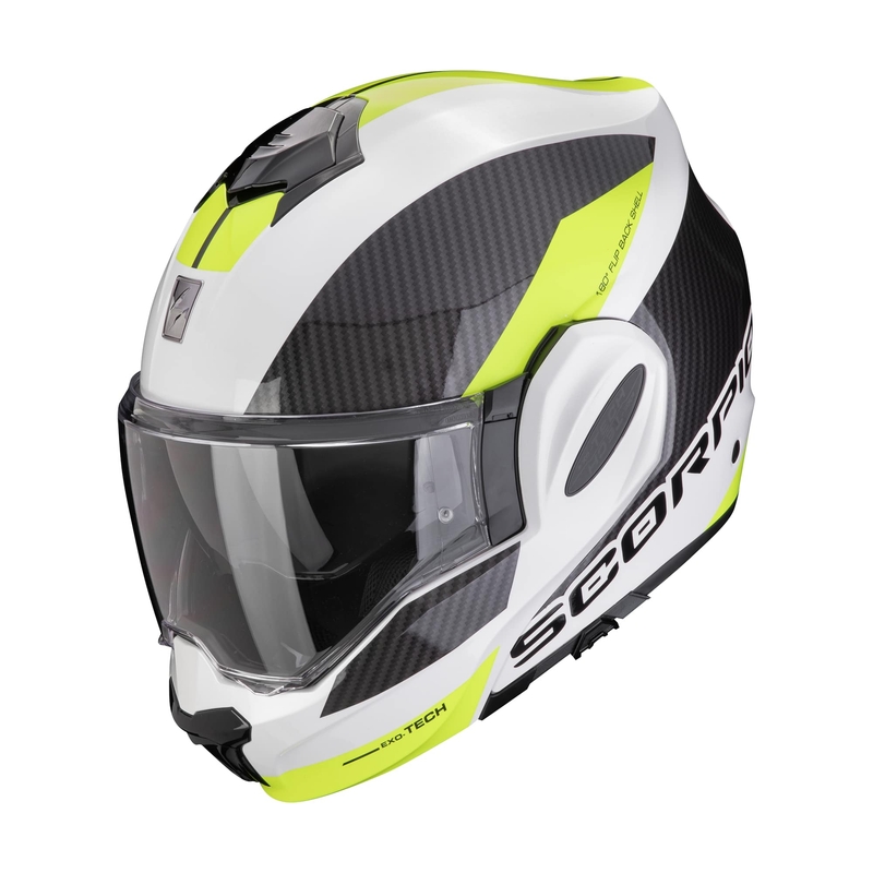 Překlápěcí přilba na motorku Scorpion EXO-TECH EVO TEAM bílo-fluo žlutá výprodej