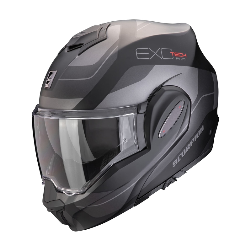 Překlápěcí helma na motorku Scorpion EXO-TECH EVO PRO COMMUTA  matná černo-stříbrná výprodej