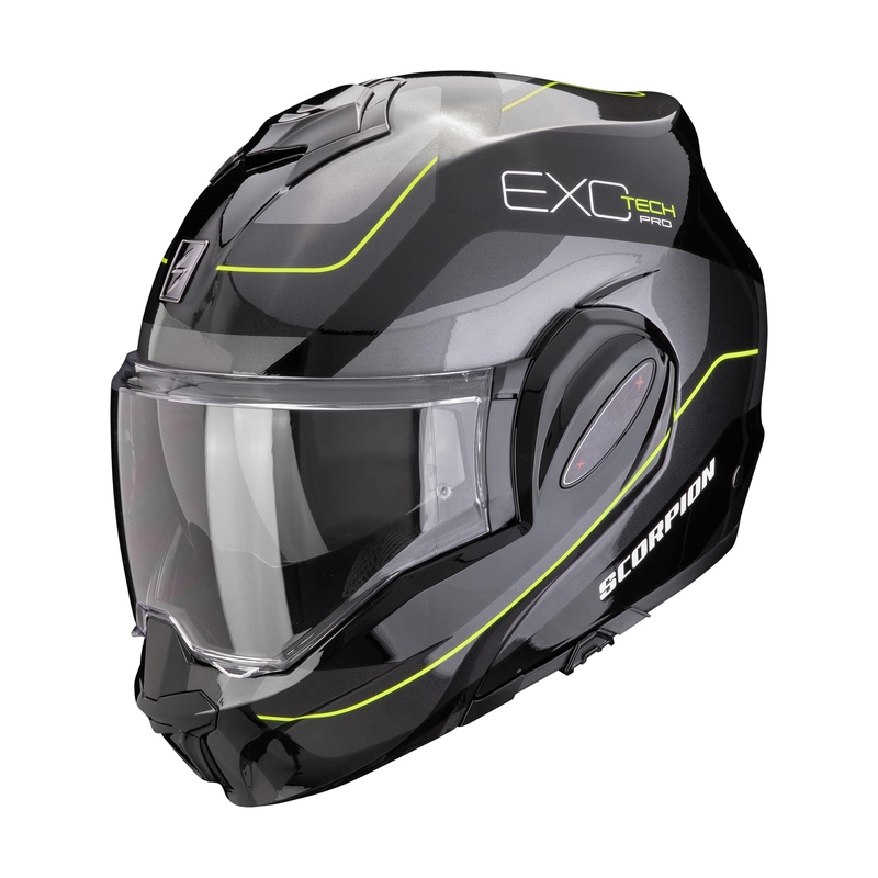 Překlápěcí helma na motorku Scorpion EXO-TECH EVO PRO COMMUTA  černo-stříbrno-žlutá výprodej