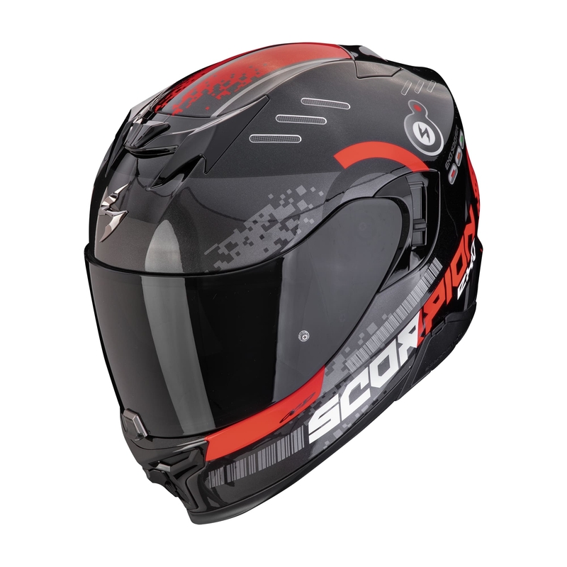 Integrální helma na motorku Scorpion EXO-520 EVO AIR TITAN metalická černo-červená výprodej