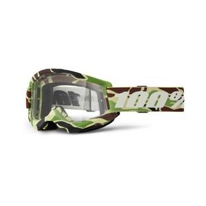 Motokrosové brýle 100% STRATA 2 New War Camo zelené (čiré plexi)