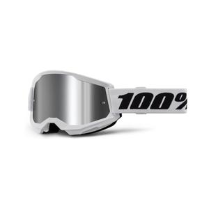 Motokrosové brýle 100% STRATA 2 New bílé (stříbrné plexi)