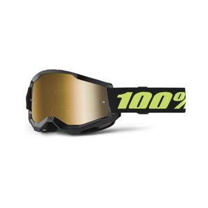 Motokrosové brýle 100% STRATA 2 New Solar černé (zlaté plexi)