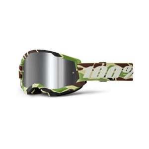 Motokrosové brýle 100% STRATA 2 New War Camo zelené (stříbrné plexi)
