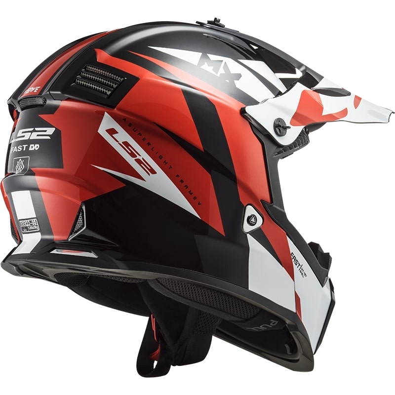 Dětská motokrosová helma LS2 MX437 FAST EVO MINI STRIKE černo-bílo-červená