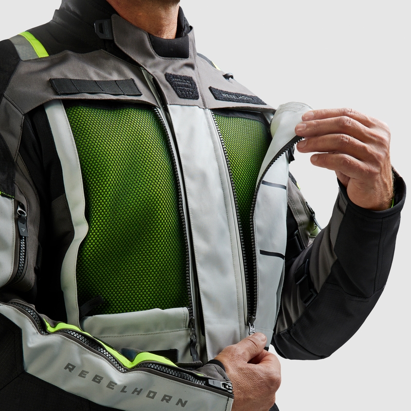 Bunda na motorku Rebelhorn Cubby V černo-šedo-fluo žlutá