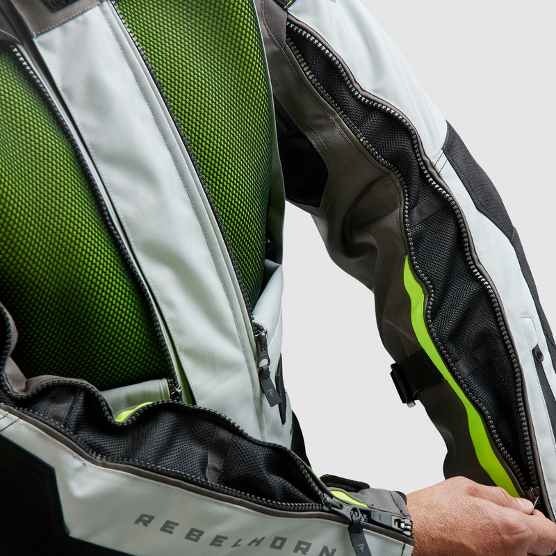 Bunda na motorku Rebelhorn Cubby V černo-šedo-fluo žlutá