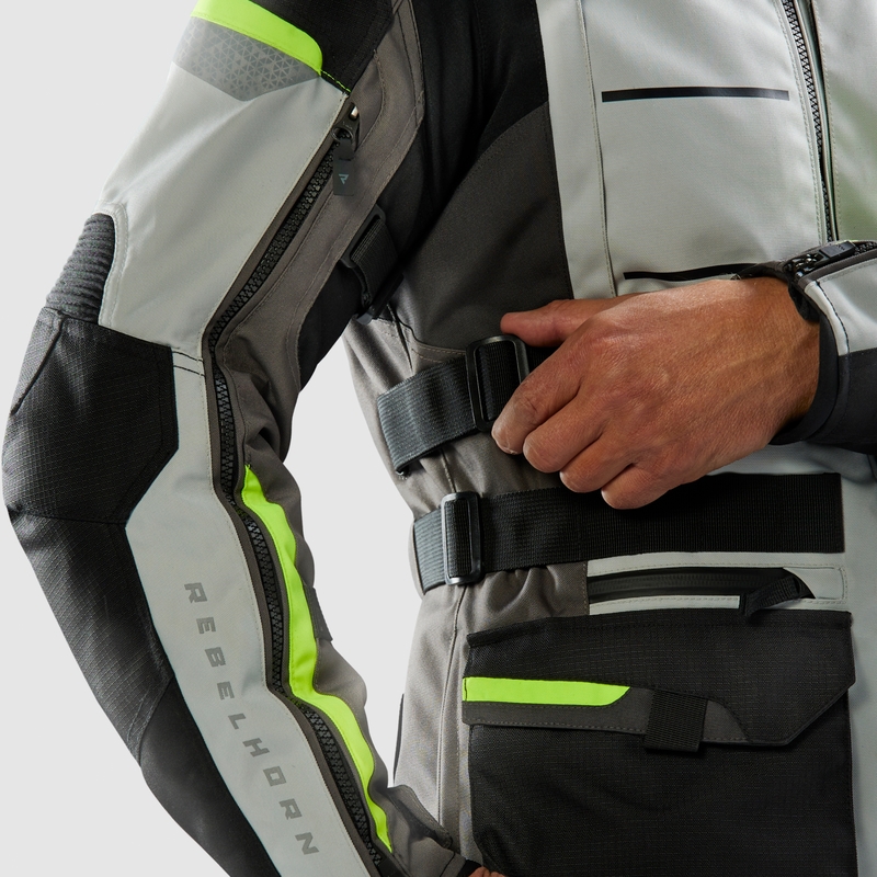 Bunda na motorku Rebelhorn Cubby V černo-šedo-fluo žlutá