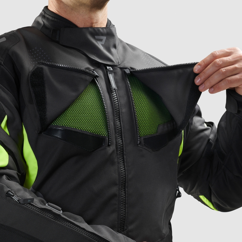 Bunda na motorku Rebelhorn Hiker IV černo-antracitovo-fluo žlutá