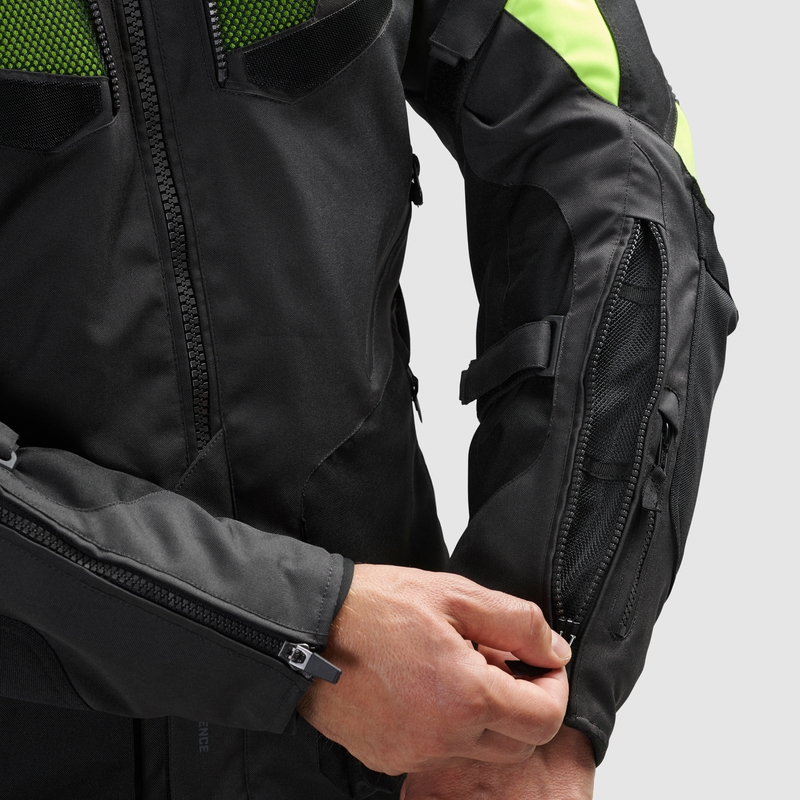 Bunda na motorku Rebelhorn Hiker IV černo-antracitovo-fluo žlutá